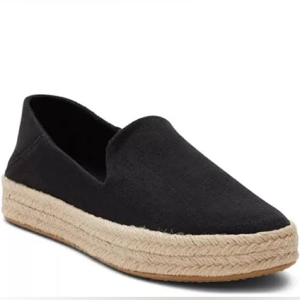 Toms Carolina Black Twill  Espadrilles Slip-On Shoes